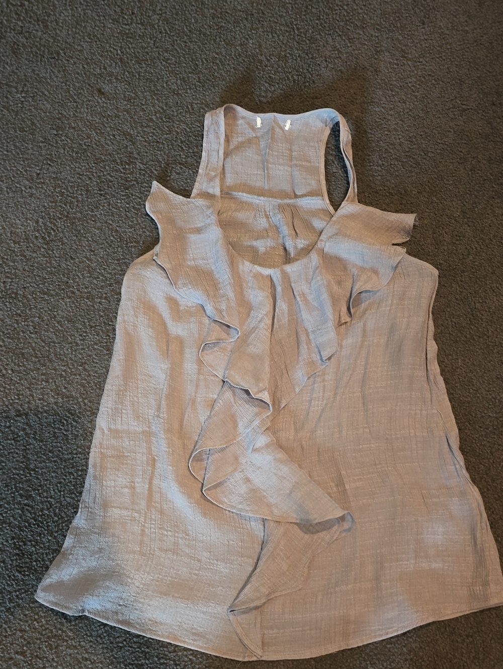 Ruffled Sleeveless Blouse in Grey